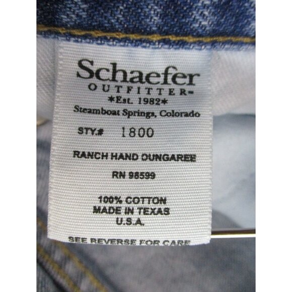 Schaefer Outfitter Ranch Hand Dungarees Blue Jeans Mens 33x32 USA Made In Texas - Picture 8 of 10